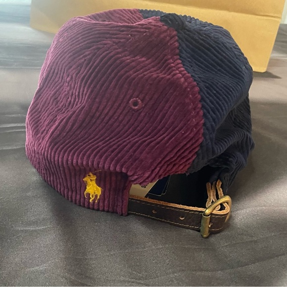 Polo Ralph Lauren Corduroy Ball Cap Colorblocked Adjustable Leather Strap NWT - Picture 2 of 7